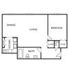 1 Bedroom, 1 Bathroom - 615 SF